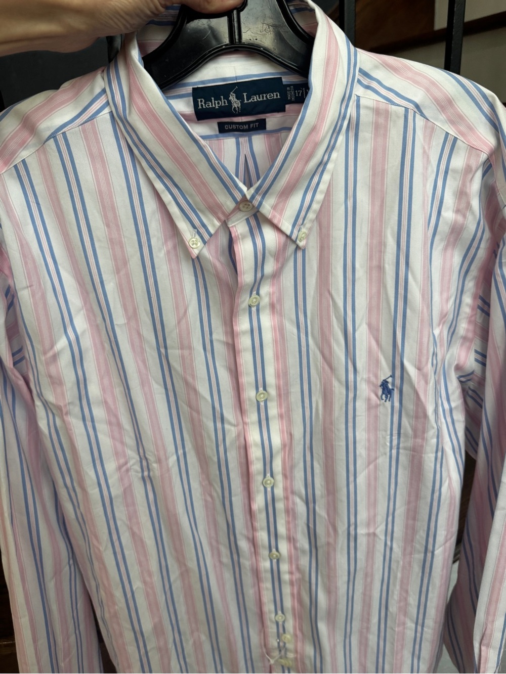 New XL Ralph Lauren Pink & Blue Stripe Button-Down Shirt